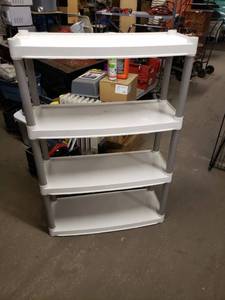 lot 3824 image: 4 Tier Plastic Garage Shelf