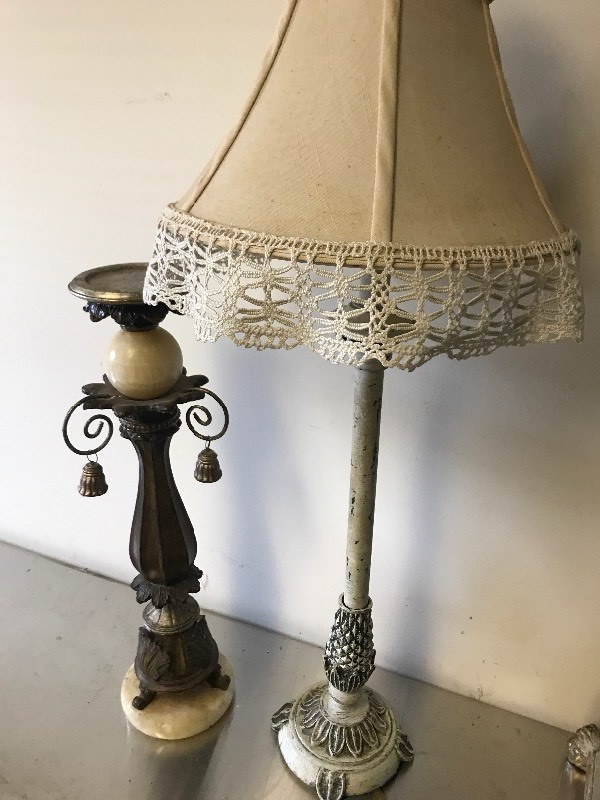 lot 1006 image: candlesticks and lamp