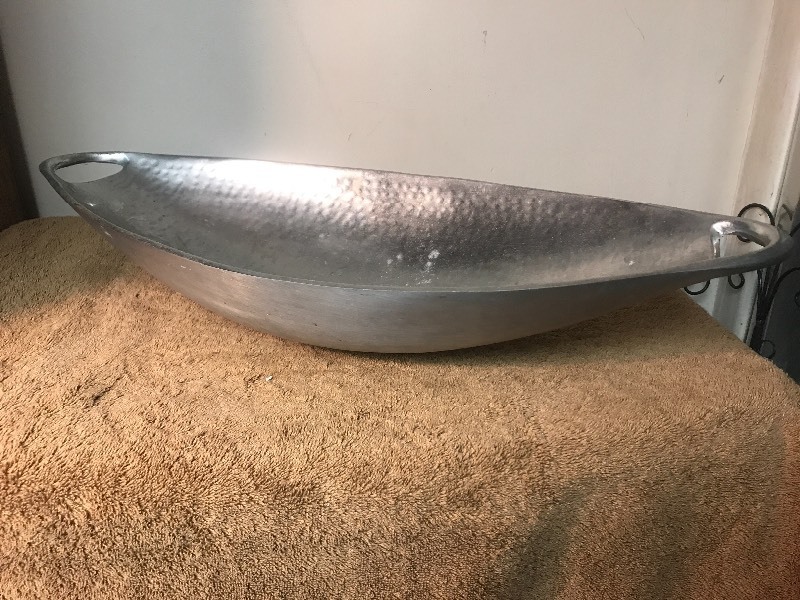 lot 1079 image: 24 inch long  unique aluminum hammer look display bowl