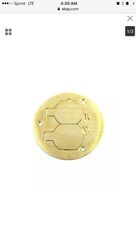 lot 279 image: New brass floor plate cover for electrical plug-in outlet