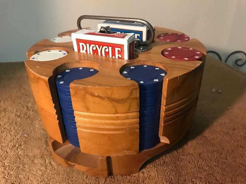 lot 61 image: Very nice poker chip holder carousel style dispensers for chips at a time nice heavy duty chips
