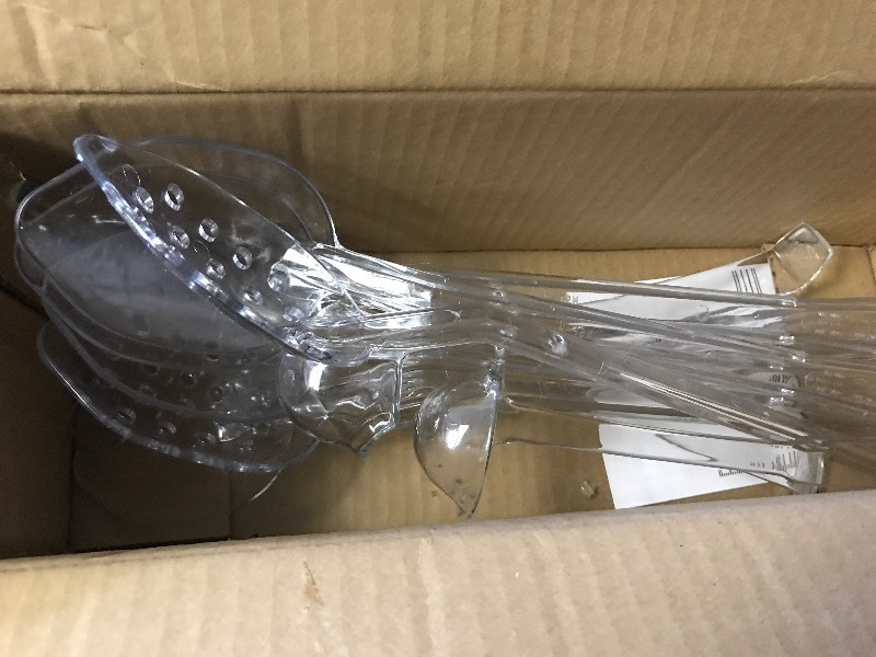 lot 983 image: Two boxes of plastic serving spoons and ladles as pictured