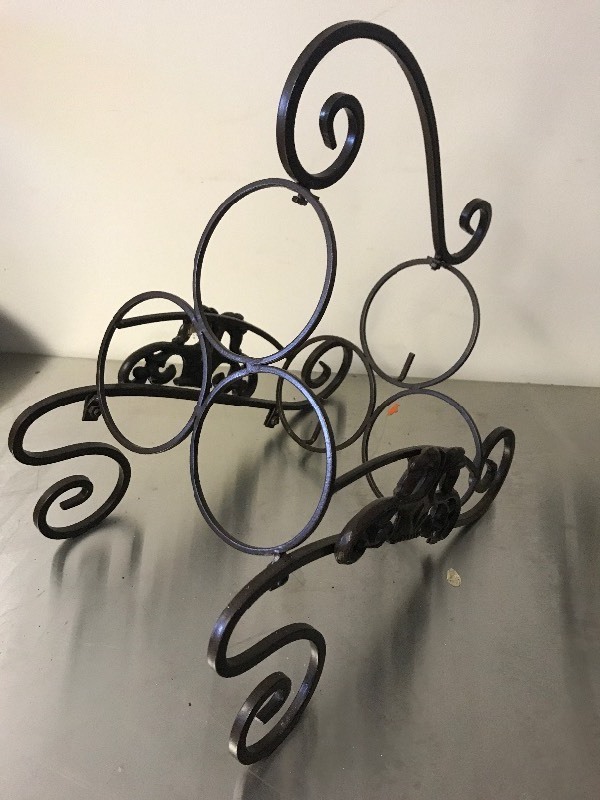 lot 991 image: Iron table top wine rack holder