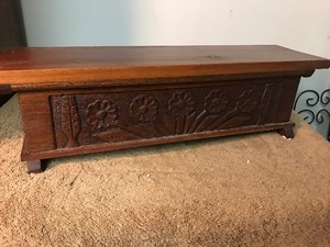 lot 92 image: Very nice and unique wooden box with  carved front as pictured