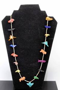 lot 28 image: Zuni Multi-Stone Fetish Necklace with Heishi & Turquoise Beads