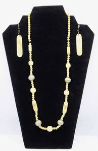lot 51 image: Bone Bead Necklace and Earrings