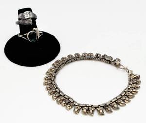 lot 66 image: .925 Sterling Silver Lot - 1 Bracelet and 2 Rings