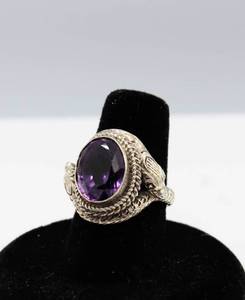 lot 72 image: .925 Sterling Silver with Purple Stone - Snake Motif