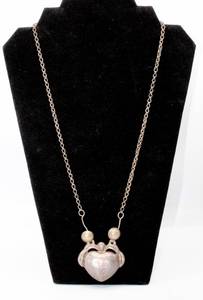 lot 94 image: AntiqueVintage Chinese Repousse Heart Pendant Necklace
