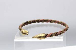 lot 110 image: Vintage Copper and Brass Whippet Dog Head Bracelet