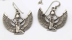 lot 45 image: Sterling Silver Isis Egyptian Revival Earrings