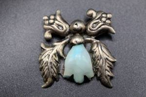 lot 133 image: Silver Angel Brooch Pin with a White & Bluish tone stone - Mexico Silver