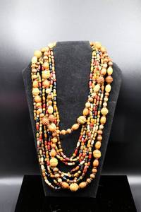 lot 136 image: Beautiful Wood Bead Necklaces