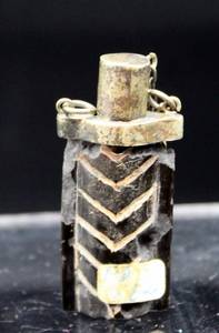 lot 149 image: AntiqueVintage Black Container with Metal Cap - Could it be a Poison Bottle that once was a Necklace