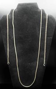 lot 128 image: 2 Long Silver Chains