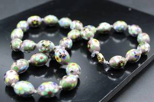 lot 2619 image: Vintage Chinese Cloisonne Bead Necklace 25 Long, Hand tied