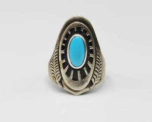 lot 15 image: Ben Nighthorse Signed Sterling and Turquoise Ring