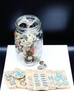 lot 157 image: Large Jar FULL of Variety of Buttons - Unused Hand Painted Porcelain Buttons
