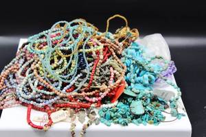 lot 154 image: HUGE Lot of High Value Beads - Turquoise and Dozens of Strands of Beads with Price Tags still on...
