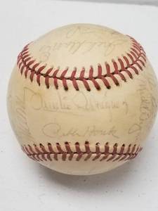 lot 1230 image: 1970s Detroit Tigers Team Autographed Rawlings Official American League Baseball w COA