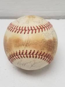 lot 1234 image: 1970s Pittsburgh Pirates Team Autographed Rawlings Official National League Baseball w COA