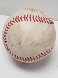 lot 1238 image: Buck ONeil Autographed Official Negro League Baseball Museum Logo Baseball w COA