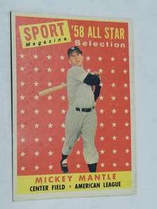 lot 1200 image: 1958 Topps Mickey Mantle #487 All-Star New York Yankees