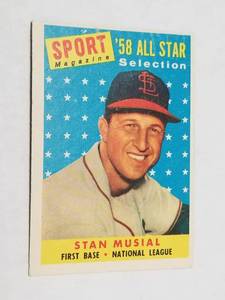 lot 1202 image: 1958 Topps Stan Musial #476 All-Star St. Louis Cardinals