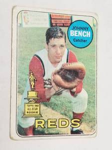 lot 1206 image: 1969 Topps Johnny Bench #95 Cincinnati Reds