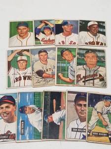 lot 1219 image: 1950, 1951 & 1952 Bowman Lot of 13 Cards w Sal Maglie & Sherm Lollar