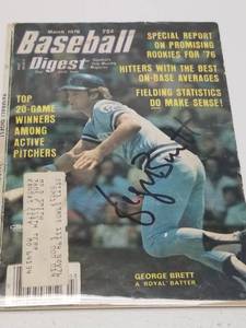 lot 1255 image: George Brett Autographed 1976 Baseball Digest Cover Kansas City Royals HOF w COA