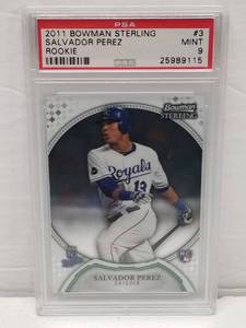 lot 1276 image: 2011 Bowman Sterling Salvador Perez #3 Rookie Card Graded PSA 9 Mint