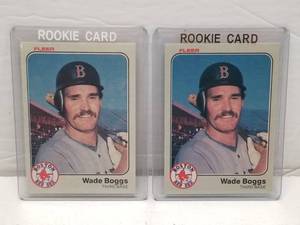 lot 1284 image: 1983 Fleer Wade Boggs #179 Rookie Card Boston Red Sox Lot of 2