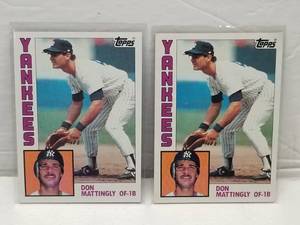 lot 1285 image: 1984 Topps Don Mattingly #8 Rookie Card New York Yankees Lot of 2