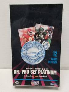 lot 1311 image: 1991 Pro Set Platinum Football Factory Sealed Wax Box w 36 Packs