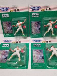 lot 1353 image: Steve Bono Kansas City Chiefs Football Starting Line Up Action Figure Lot of 4