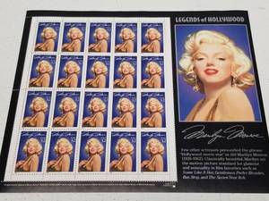 lot 1375 image: Marilyn Monroe US Postage Stamp Sheet Legends of Hollywood 32c x 20 Stamps
