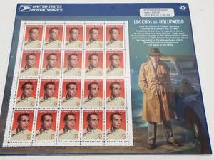 lot 1376 image: Humphrey Bogart US Postage Stamp Sheet Legends of Hollywood .32c x 20