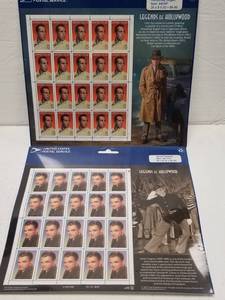 lot 1382 image: Humphrey Bogart & James Cagney US Postage Stamp Sheet Legends of Hollywood .32c x 40