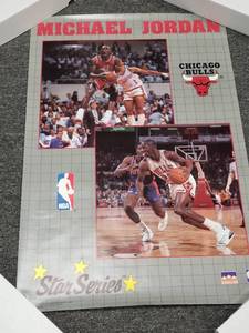 lot 1360 image: 1989 Starline Michael Jordan Chicago Bulls Star Series Basketball Poster 34.5 x 22