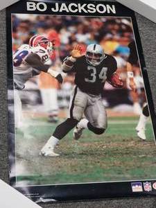 lot 1363 image: 1988 Starline Bo Jackson Football Poster Los Angeles Radiers 34.5 x 22