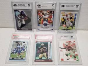 lot 1370 image: PSA & Beckett Graded Rookie Football Cards Lot of 6 w Adrian Peterson & Nick Foles