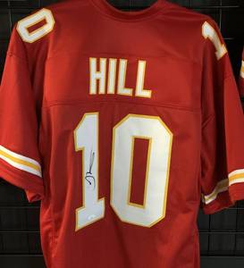 lot 1002 image: Signed Tyreek Hill Kansas City Chiefs #10 Custom Jersey With James Spence Authentication WITNESSED