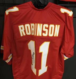 lot 1007 image: Signed DeMarcus Robinson Kansas City Chiefs #11 Custom Jersey w James Spence Authentication WITNESSED (JSA)