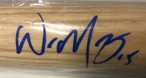 lot 1010 image: Signed Whit Merrifield Full Sized Baseball Bat with James Spence Authentication wBold Blue Ink Autograph