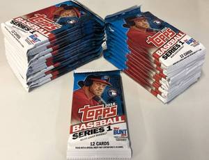 lot 1019 image: Complete 2016 Topps Series 1 Lot of 24 Retail Packs - Complete Box of Packs without Box