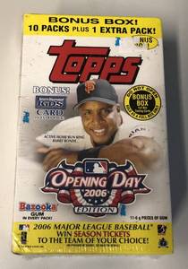 lot 1021 image: 2006 Topps Opening Day Factory Sealed Blaster Box - 11 Total Packs - Hard to Find Box