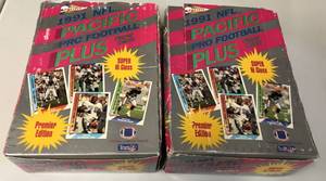 lot 1023 image: Two 1991 Pacific Pro Football Plus Trading Card Boxes - 72 Total Sealed Packs - Possible Brett Favre Rookie Cards