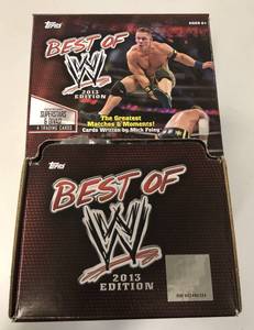lot 1027 image: Box of 2013 Topps Best of WWE Hanger Box Retail Box of 60 Packs of WWE Wrestling Cards - John Cena, The Rock, & More