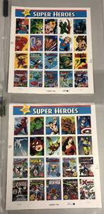 lot 1057 image: Two Pages of Super Heroes Postage Stamps - Mint Condition - 40 Total Stamps - 41 Cent Stamps